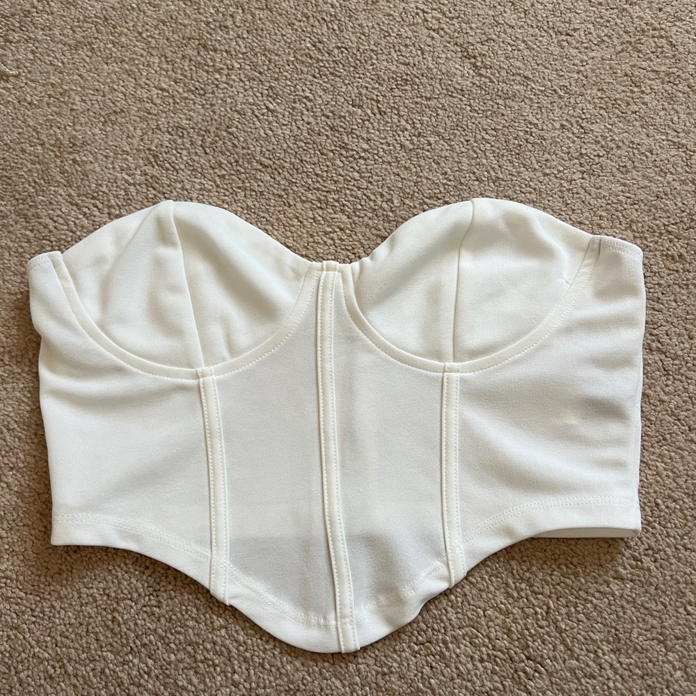SHEIN White Strapless Bustier Top